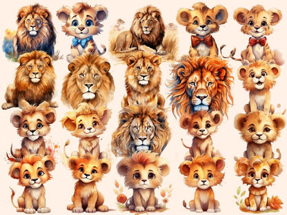 Lions Watercolor Clipart lion clipart - Wonders Artist