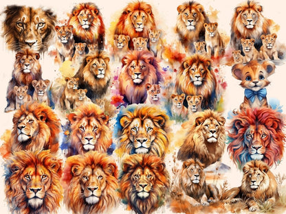 Lions Watercolor Clipart lion clipart - Wonders Artist