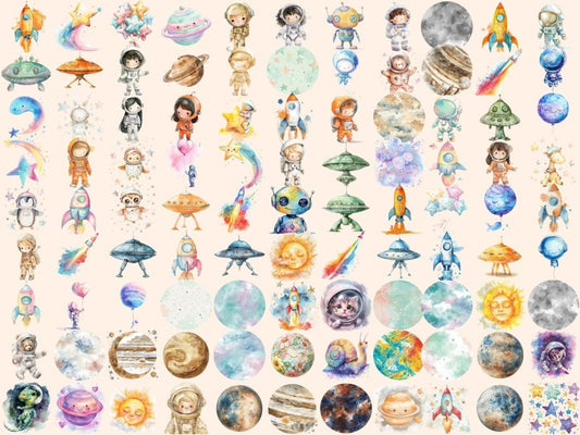 小さな宇宙飛行士の水彩クリップアート