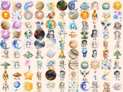 Little Astronaut Watercolor Clipart Astronaut Designs - Wonders Artist