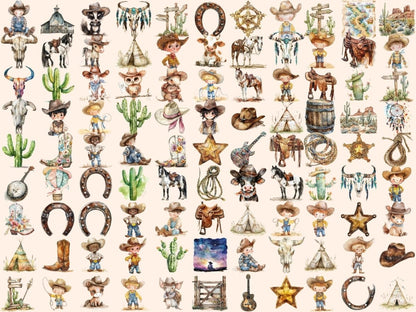 Little Cowboy Watercolor Clipart Country Kid - Wonders Artist