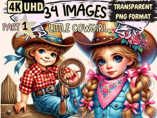 Little Cowgirl Clipart - High - Quality Instant Digital Download for Creative Projects