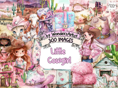 Little Cowgirl Watercolor Clipart Country Girl Art - Wonders Artist