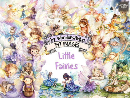 Little Fairies Watercolor Clipart baby fairy png cute fairy png fairies clipart - WondersArtist