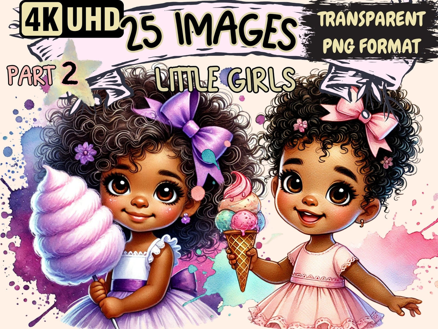 Little Girls (P2) Clipart - High - Quality Instant Digital Download for Creative Projects