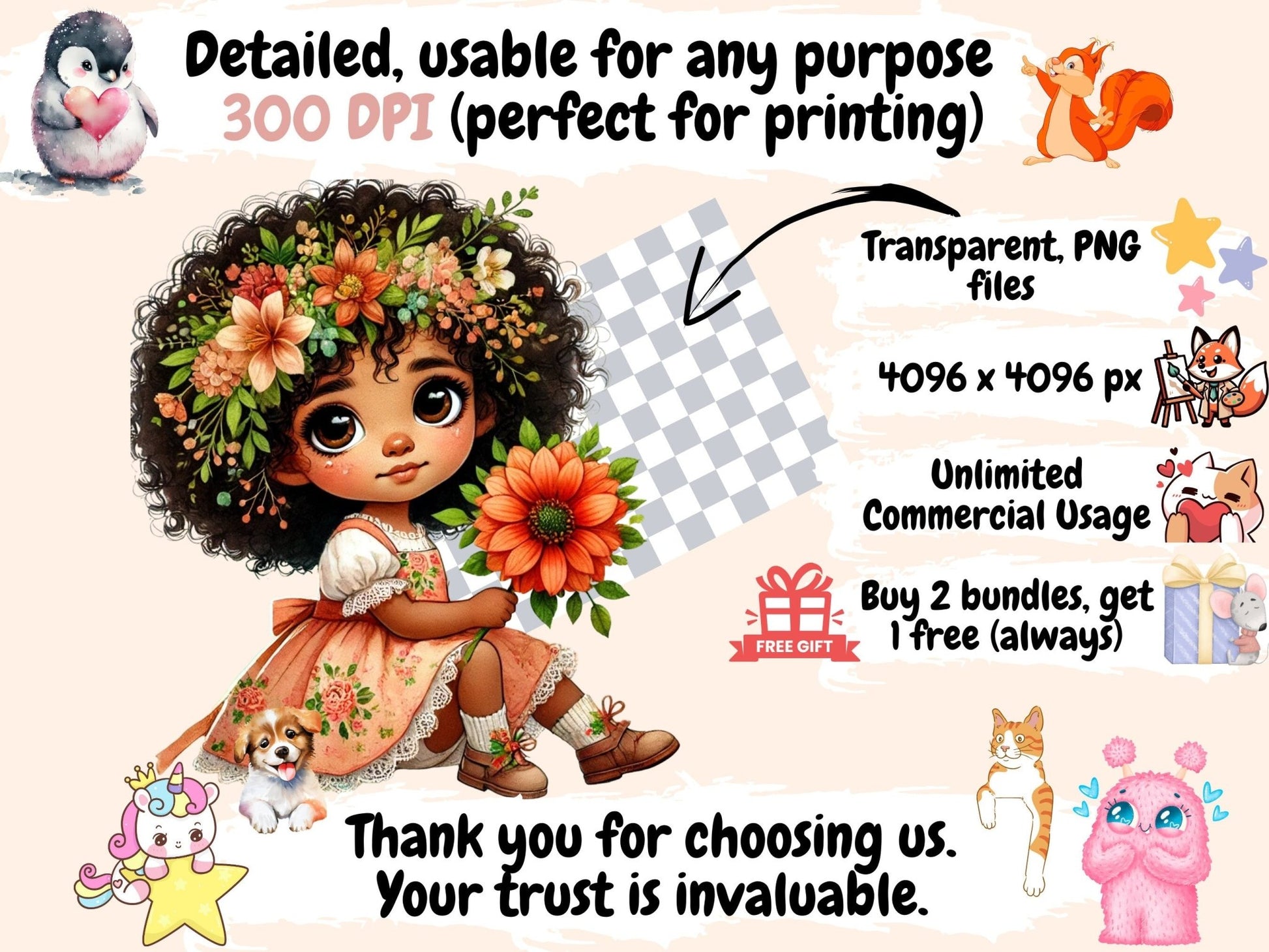 Little Girls (P3) Clipart - High - Quality Instant Digital Download for Creative Projects