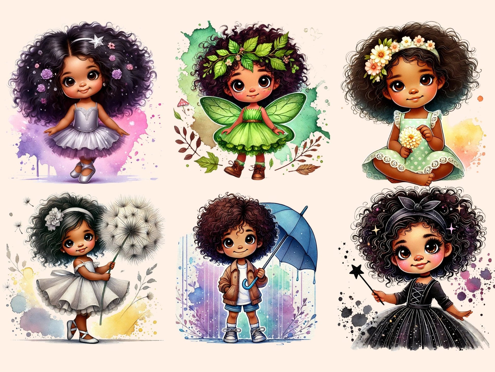 Little Girls (P3) Clipart - High - Quality Instant Digital Download for Creative Projects