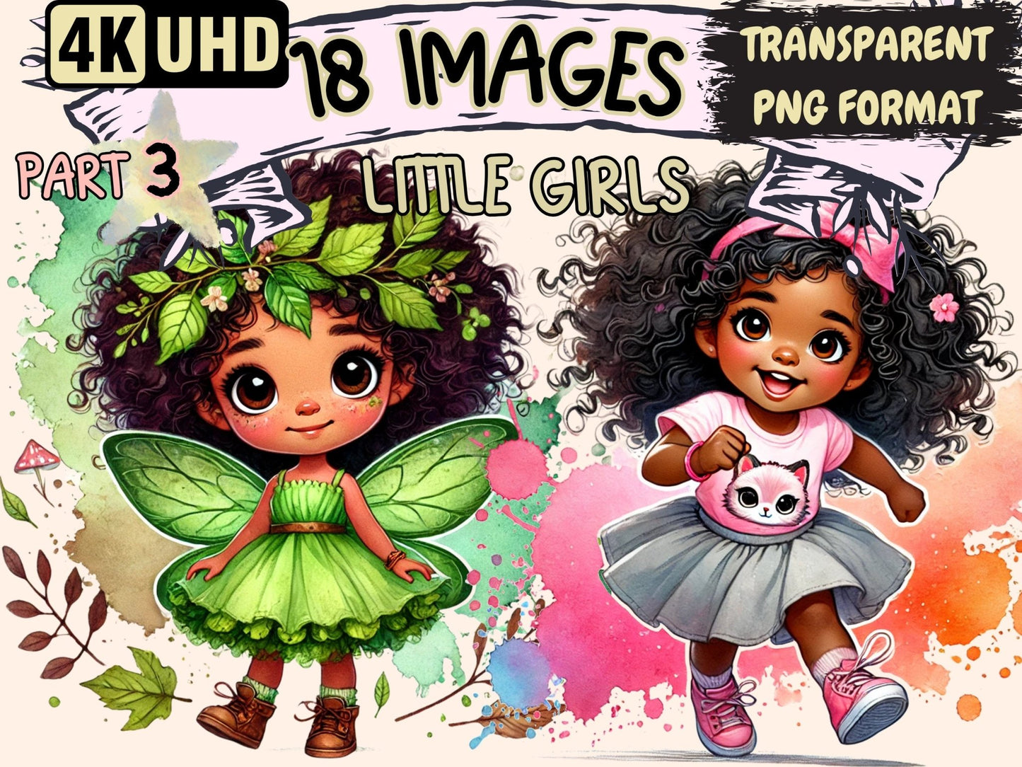 Little Girls (P3) Clipart - High - Quality Instant Digital Download for Creative Projects