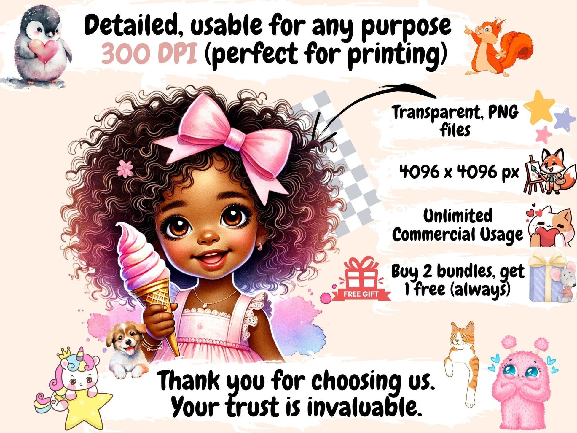 Little Girls (P4) Clipart - High - Quality Instant Digital Download for Creative Projects