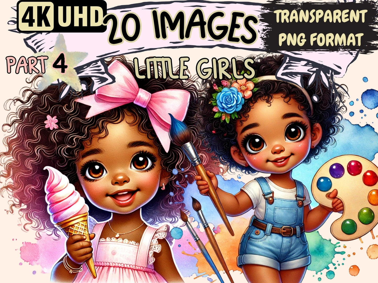 Little Girls (P4) Clipart - High - Quality Instant Digital Download for Creative Projects