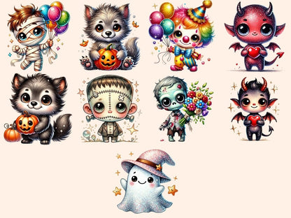 Little Halloween Monsters Clipart Baby Monsters - Wonders Artist