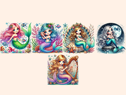 Little Mermaids (P2) Clipart Cute mermaid art - Wonders Artist