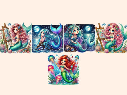 Little Mermaids (P3) Clipart adorable mermaids - Wonders Artist