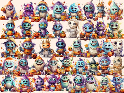 Little Monsters Watercolor Clipart - Wonders Artist