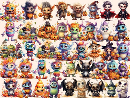 Little Monsters Watercolor Clipart - Wonders Artist