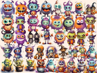 Little Monsters Watercolor Clipart - Wonders Artist