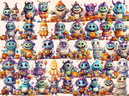 Little Monsters Watercolor Clipart - Wonders Artist