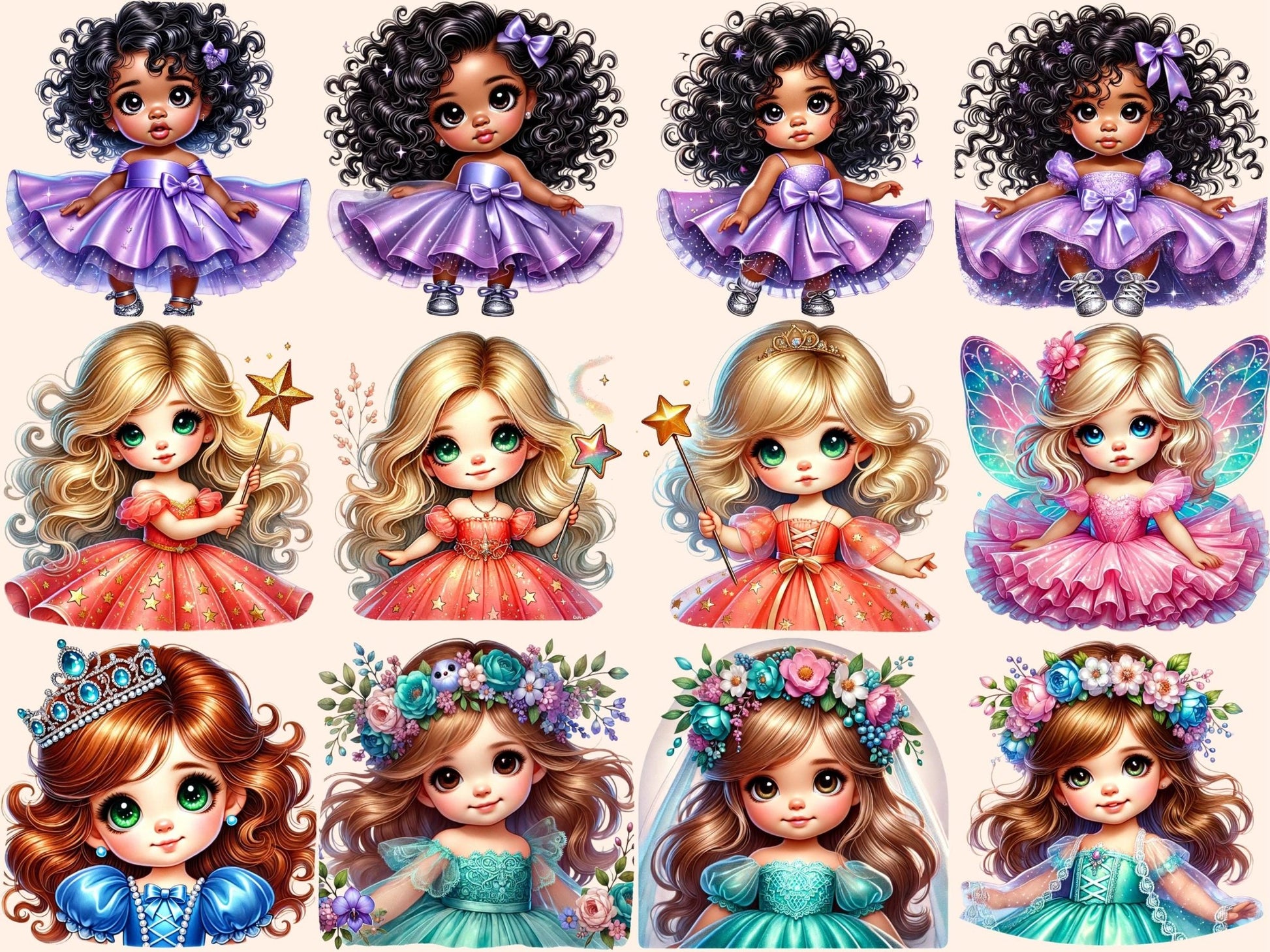 Little Princess Clipart - High - Quality Instant Digital Download for Creative Projects