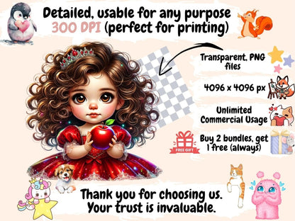 Little Princess (P2) Clipart Cute Princess PNG - Wonders Artist