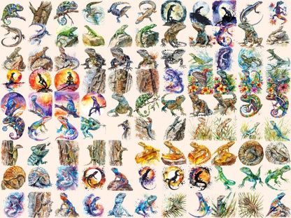Lizards Watercolor Clipart chameleon clipart - Wonders Artist