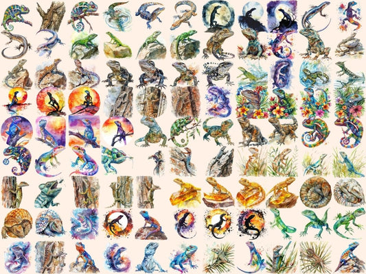 Акварельний кліпарт ящірок