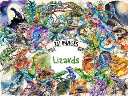 Lizards Watercolor Clipart chameleon clipart - Wonders Artist