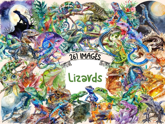 Lizards Watercolor Clipart chameleon clipart - Wonders Artist