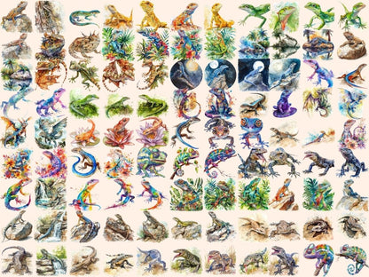 Lizards Watercolor Clipart chameleon clipart - Wonders Artist