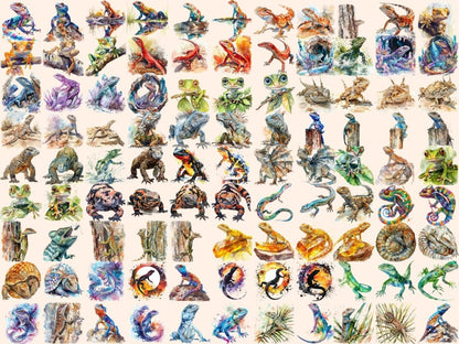 Lizards Watercolor Clipart chameleon clipart - Wonders Artist