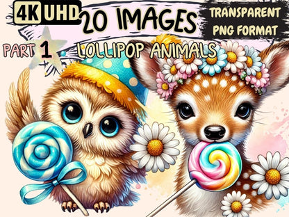 Lollipop Animals Clipart Animal Lollipop PNG - Wonders Artist