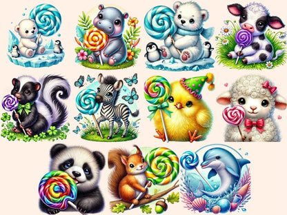 Lollipop Animals (P3) Clipart Animal Lollipop PNG - Wonders Artist