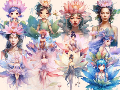 Lotus Flowers Watercolor Clipart flower clipart - Wonders Artist