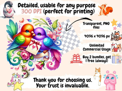 Love Birds Clipart Adorable Birds PNG - Wonders Artist