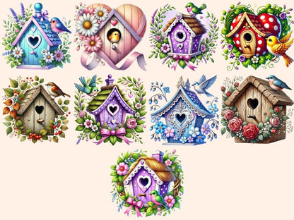 Love Birds' Houses Clipart Bird Couple Art - Wonders Artist