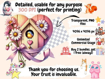 Love Birds' Houses Clipart Bird Couple Art - Wonders Artist