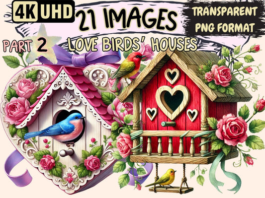 Love Birds' Houses (P2) Clipart - High - Quality Instant Digital Download for Creative Projects