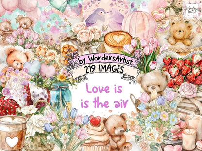 Love Is in the Air Watercolor Clipart Cupid's Arrow - Wonders Artist