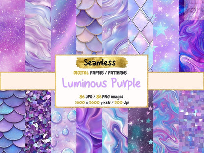 Luminous Purple Seamless Digital Paper Bright Purple Art - Wonders Artist
