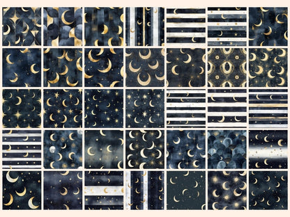 Lunar Mirage Seamless Pattern Digital Papers celestial digital - Wonders Artist