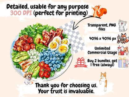 Lunch Foods Watercolor Clipart food art - Wonders Artist