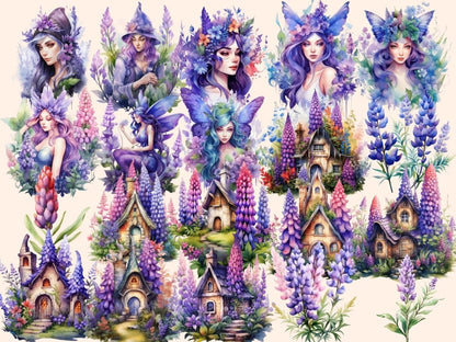 Lupine Watercolor Clipart floral clipart - Wonders Artist