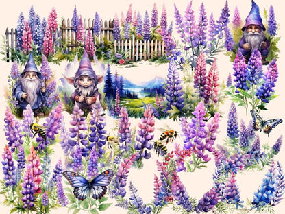 Lupine Watercolor Clipart floral clipart - Wonders Artist
