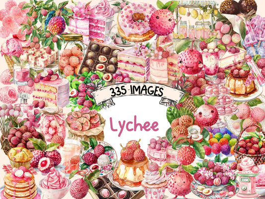 Lychee Watercolor Clipart - High - Quality Instant Digital Download for Creative Projects