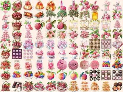 Lychee Watercolor Clipart Asian fruit design - Wonders Artist