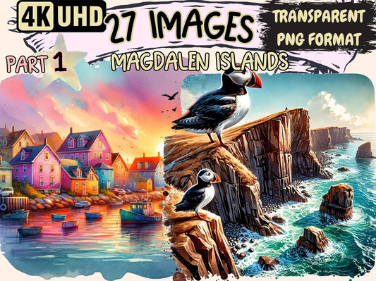 Magdalen Islands Clipart - High - Quality Instant Digital Download for Creative Projects