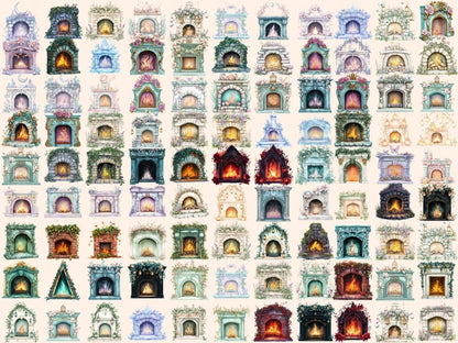 Magic Fireplaces Watercolor Clipart Cozy Fireplace PNG - Wonders Artist