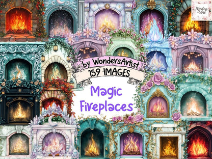 Magic Fireplaces Watercolor Clipart Cozy Fireplace PNG - Wonders Artist