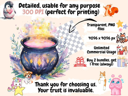 Magical Cauldrons Watercolor Clipart cauldron clipart - Wonders Artist