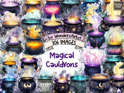Magical Cauldrons Watercolor Clipart cauldron clipart - Wonders Artist