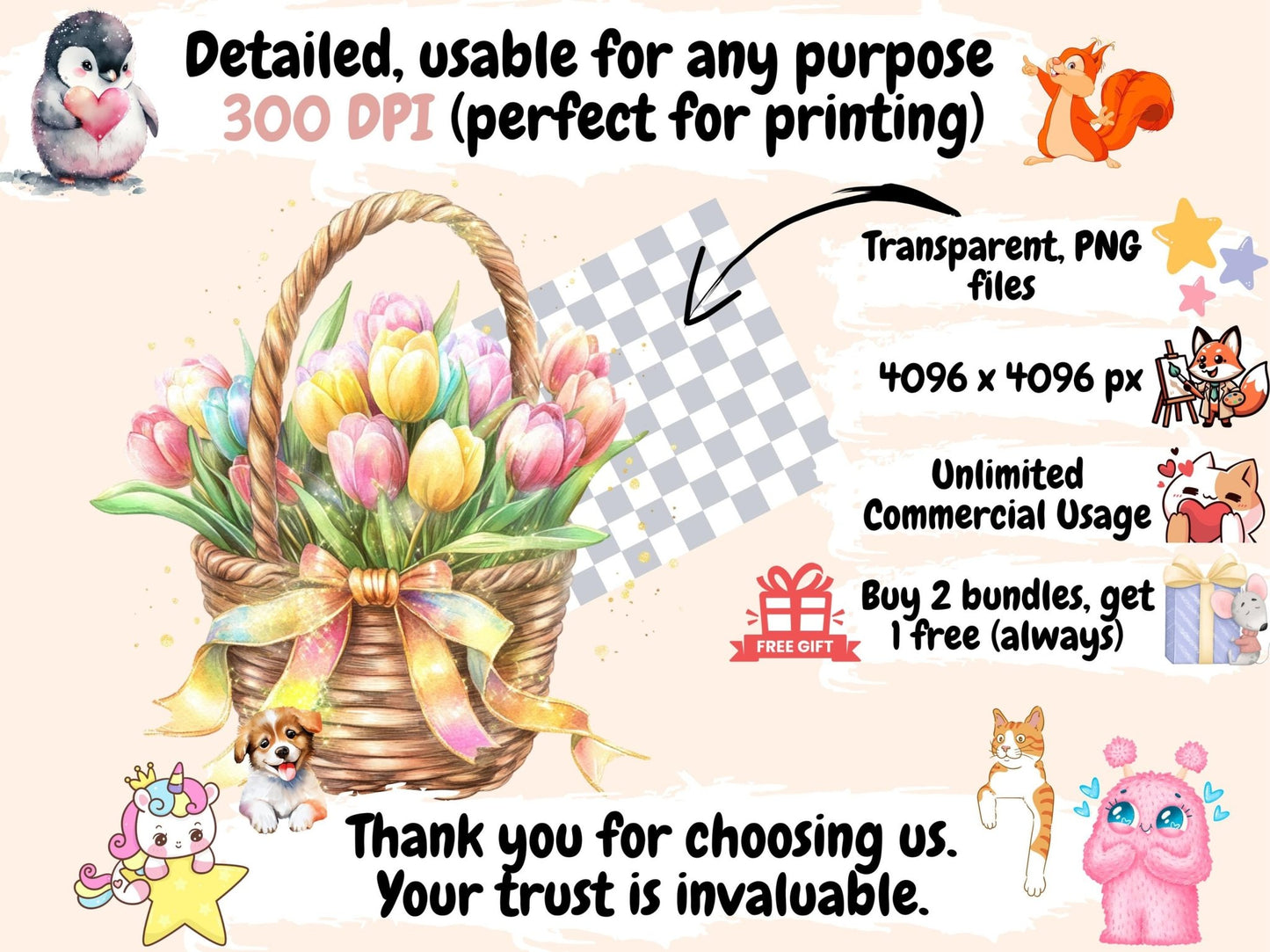 Magical Easter Watercolor Clipart - High - Quality Instant Digital Download for Creative Projects